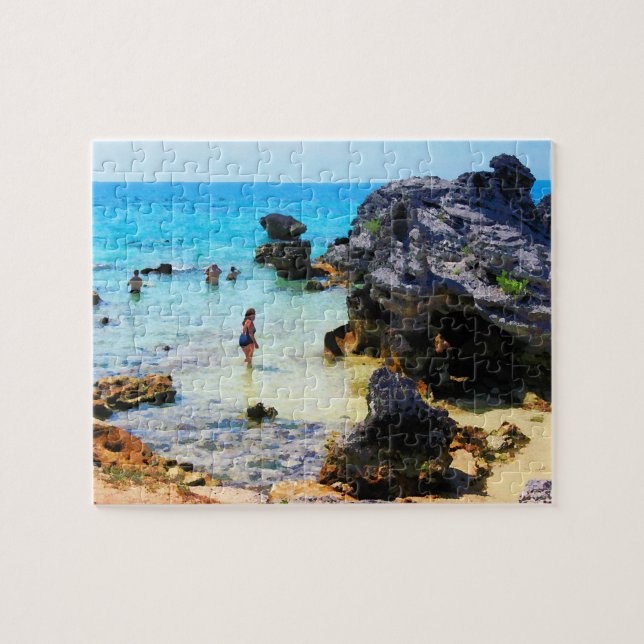 Bathing in the Ocean St. George Bermuda Jigsaw Puzzle (Horizontal)