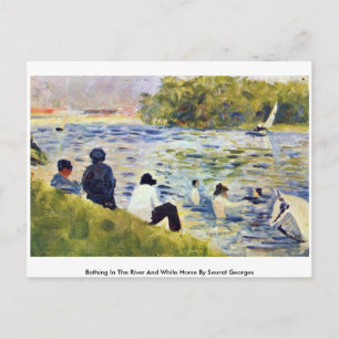 Bathing In The River And White Horse Postcard
