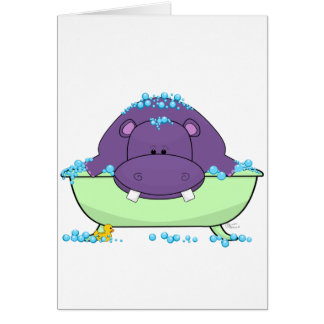 Bathing Purple Hippo Cards