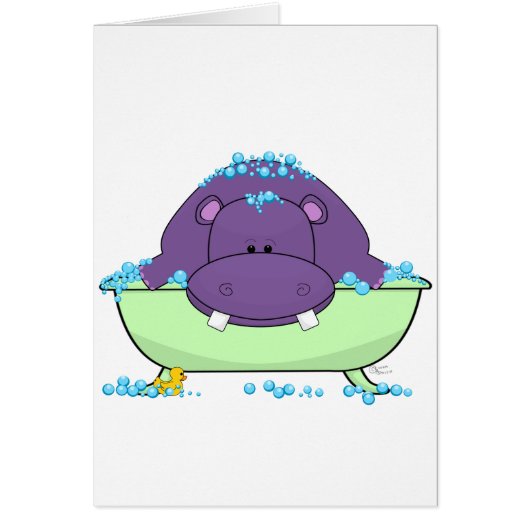 Bathing Purple Hippo Cards (Front)