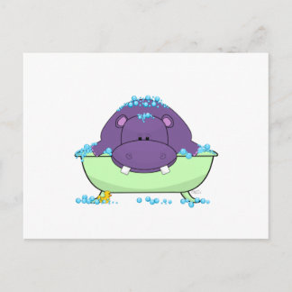 Bathing Purple Hippo Postcard