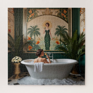 Bathing Woman in Art Deco Bathroom Jigsaw Puzzle