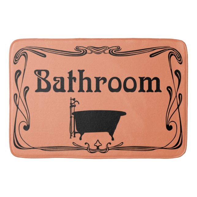 Bathmat bathroom vintage tub peach black (Front)