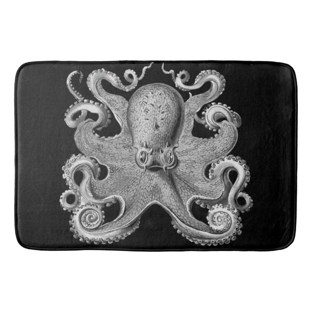 Bathmat black gray Octopus (Front)