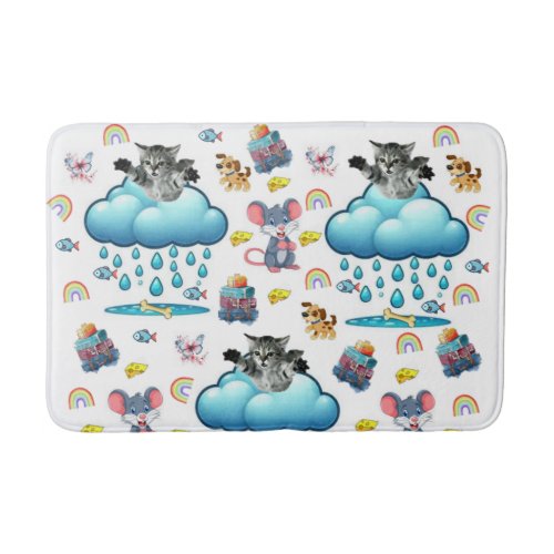 Bathmat Cat Dog Mouse Rainbow Cheese Fish