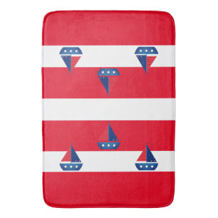 Bathmat - Red Stripes Sailing Boat
