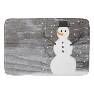 Bathmat rustic Christmas snowman