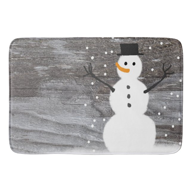 Bathmat rustic Christmas snowman (Front)