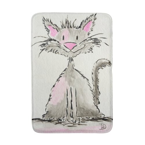 Bathmat Watercolor Kitty Cat Bathroom Mat