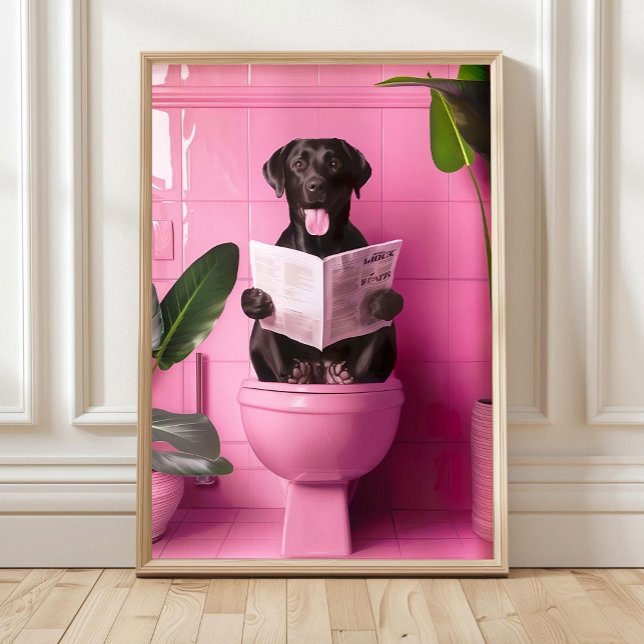 Bathroom Black Labrador Print Funny Posters Dog on (Creator Uploaded)