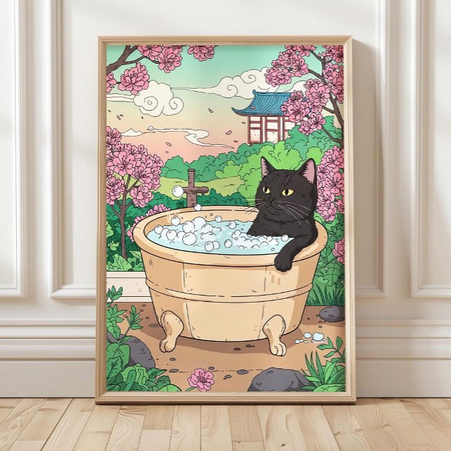 Bathroom Cat in Bathtub Wall Art, Funny Poster (Creator Uploaded)