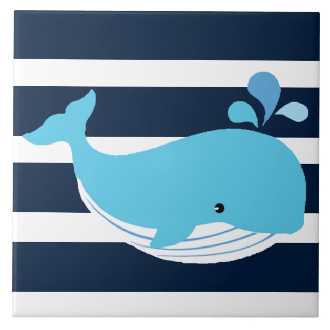 Bathroom Ceramic Tile - Light Blue Whale (Front)