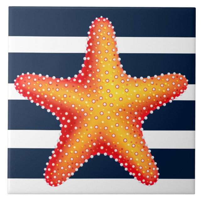 Bathroom Ceramic Tile - Yellow Starfish (Front)