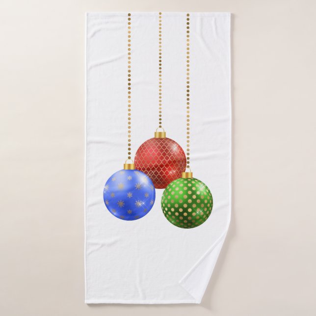 Bathroom Christmas Towel Set Ornaments Colorful (Bath Towel)