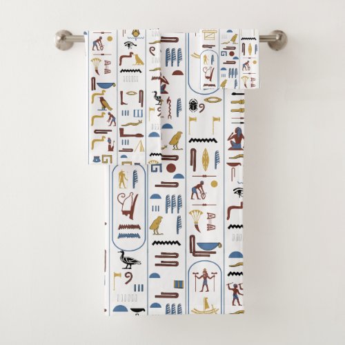 Bathroom Egyptian Hieroglyphs Egypt Pharaoh Bath Towel Set