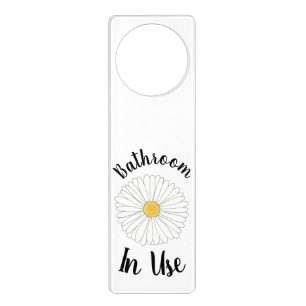 Bathroom In Use Daisy Flower Petals Floral Door Hanger