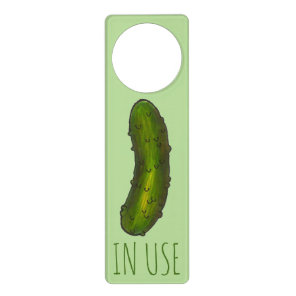 Bathroom In Use Green Kosher Dill Pickle Door Hanger
