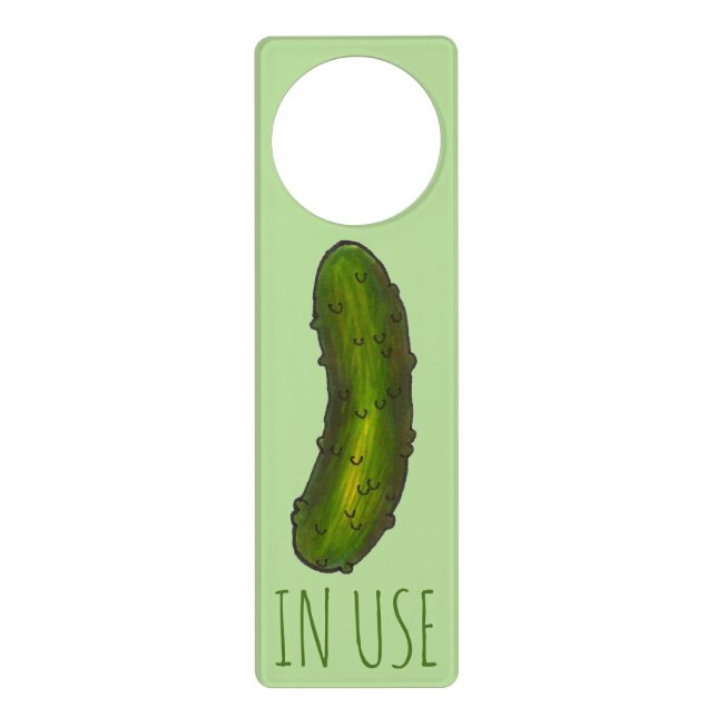 Bathroom In Use Green Kosher Dill Pickle Door Hanger (Front)