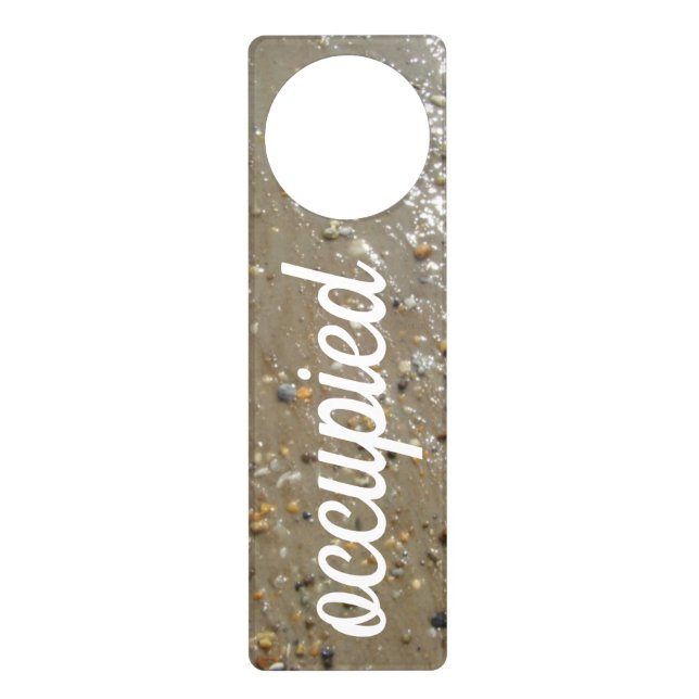 Bathroom In Use Occupied Beach Sand Water's Edge Door Hanger (Front)