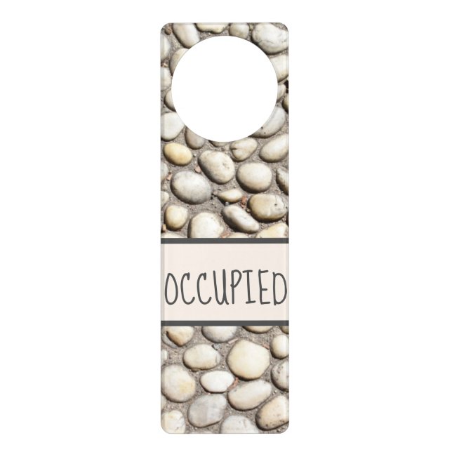 Bathroom In Use Occupied Cobblestone Pebbles Door Hanger (Front)
