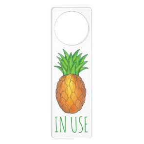 Bathroom In Use Occupied Hawaiian Pineapple Door Hanger