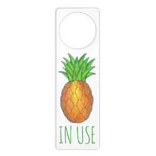 Bathroom In Use Occupied Hawaiian Pineapple Door Hanger