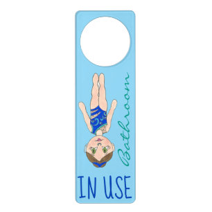 Bathroom In Use Occupied Synchronized Swimmer Girl Door Hanger