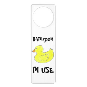 Bathroom in Use Occupied Yellow Rubber Ducky Duck Door Hanger