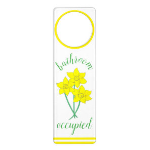 Bathroom In Use Yellow Daffodil Flower Bunch Door Hanger