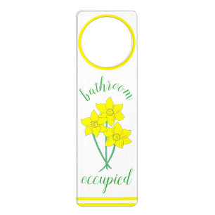 Bathroom In Use Yellow Daffodil Flower Bunch Door Hanger