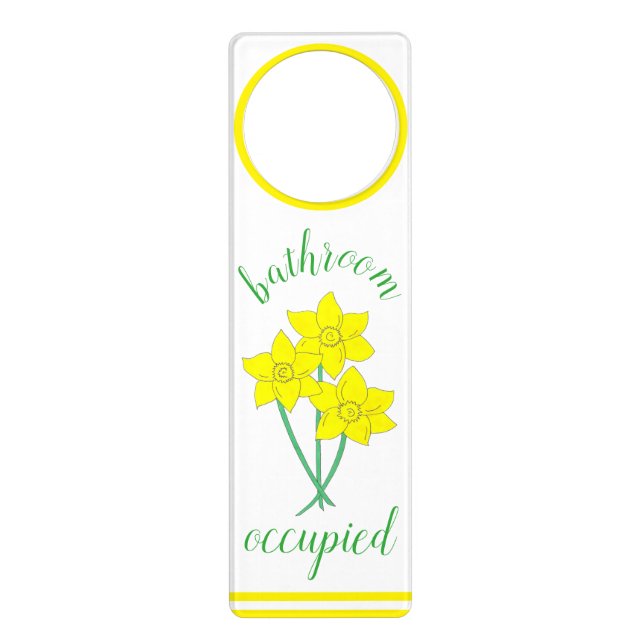 Bathroom In Use Yellow Daffodil Flower Bunch Door Hanger (Front)