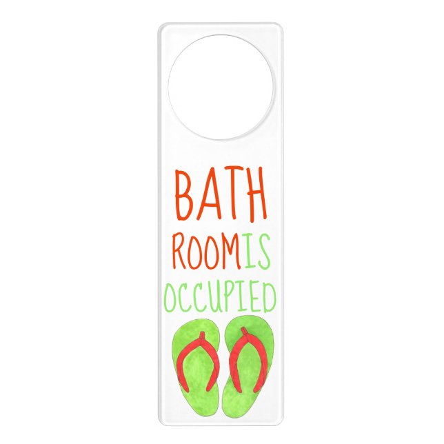 Bathroom Is Occupied In Use Beach Flip Flops Door Hanger (Front)