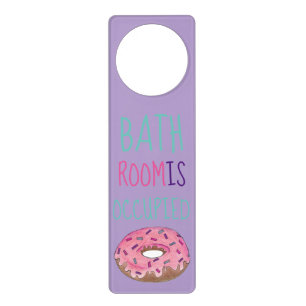 Bathroom Is Occupied In Use Pink Donut Doughnut Door Hanger