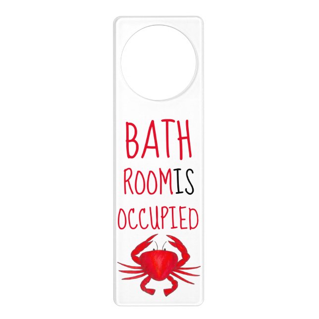 Bathroom Is Occupied In Use Red Maryland Crab Door Hanger (Front)