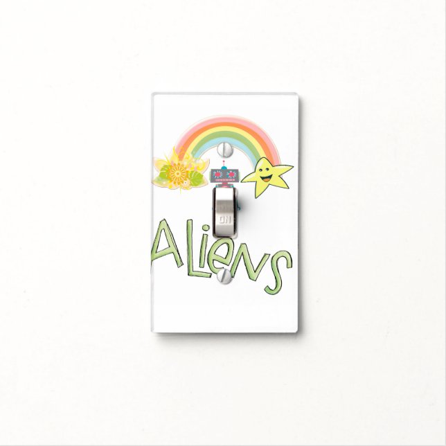 Bathroom Light Switch Cover Aliens (In Situ)