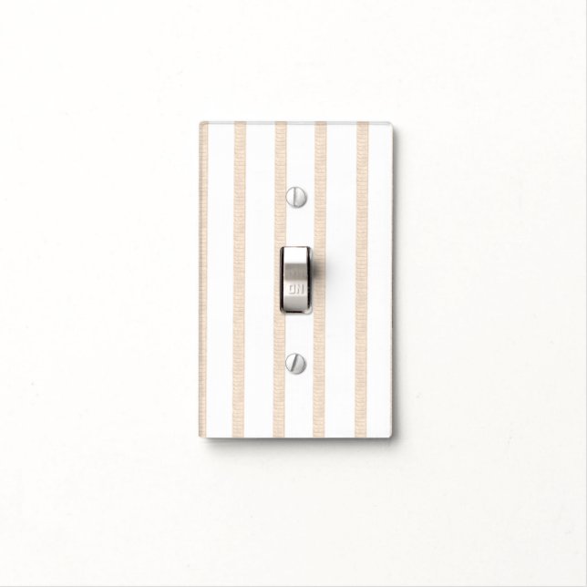 Bathroom Light Switch Cover Beige & White Stripe (In Situ)