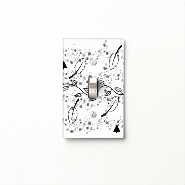 Bathroom Light Switch Cover Black Leaves  (In Situ)