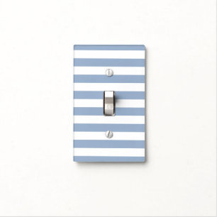 Bathroom Light Switch Cover Blue & White Stripe