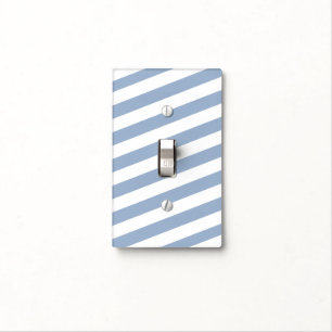 Bathroom Light Switch Cover Blue & White Stripe