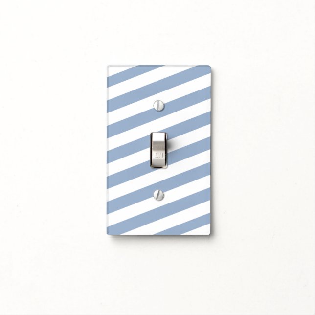Bathroom Light Switch Cover Blue & White Stripe (In Situ)