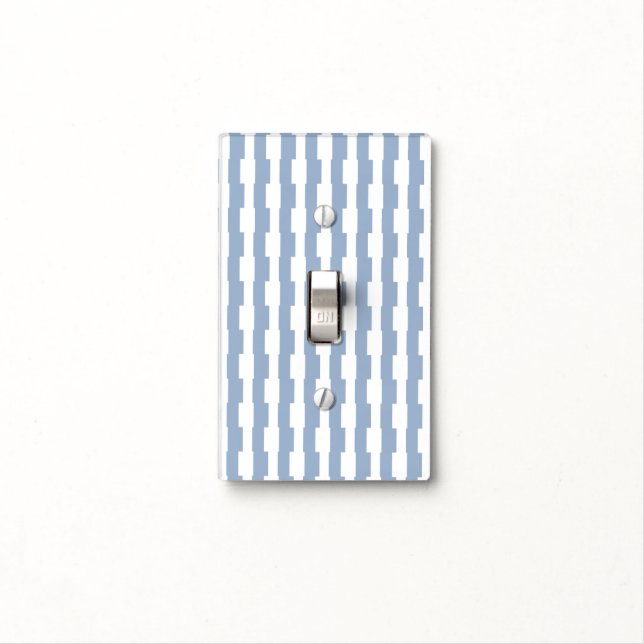 Bathroom Light Switch Cover Blue & White Stripe (In Situ)