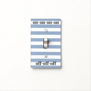Bathroom Light Switch Cover Blue & White Stripe