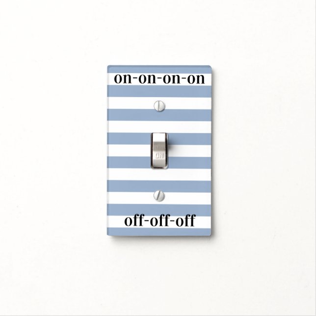 Bathroom Light Switch Cover Blue & White Stripe (In Situ)