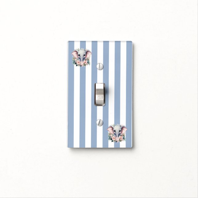 Bathroom Light Switch Cover Blue & White Stripe  (In Situ)