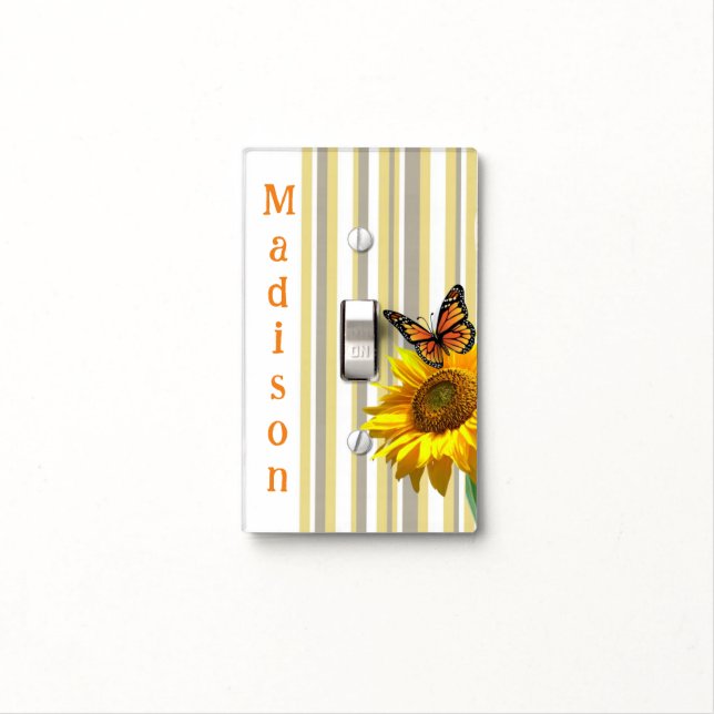 Bathroom Light Switch Cover Butterfly Sunflower (In Situ)