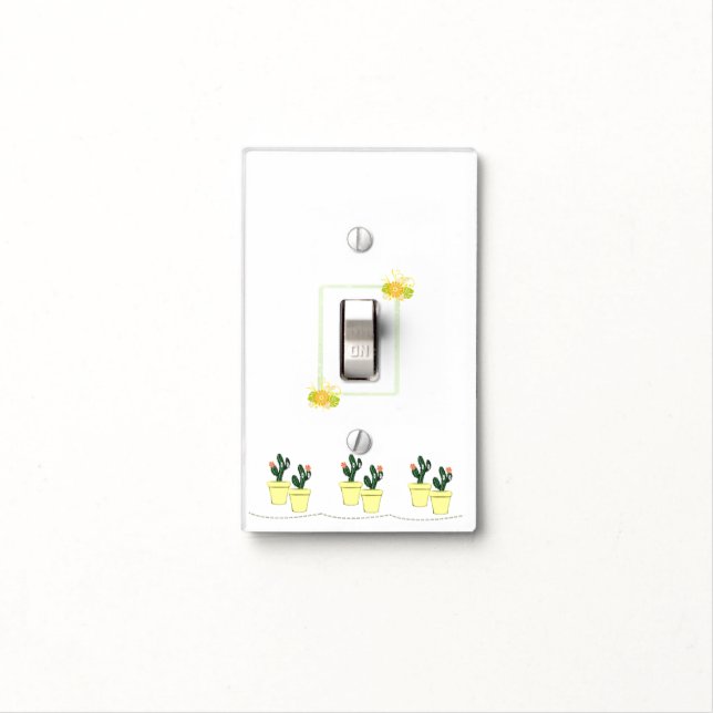 Bathroom Light Switch Cover Cactus Floral  (In Situ)