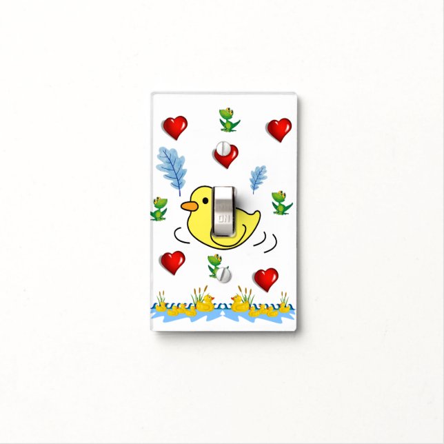 Bathroom Light Switch Cover Chick Red Hearts (In Situ)