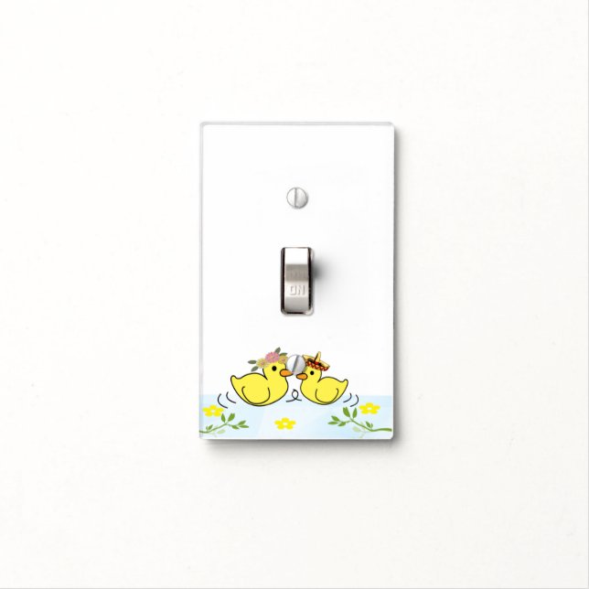 Bathroom Light Switch Cover Ducks Floral (In Situ)