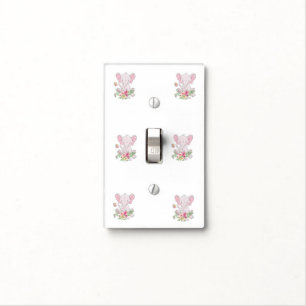 Bathroom Light Switch Cover Elephant Floral Pink 