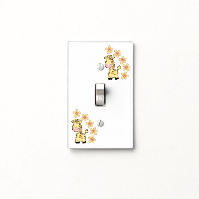 Bathroom Light Switch Cover Floral Giraffe  (In Situ)